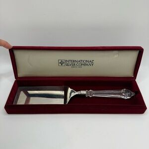 International Silver Compny Silver Plated Lasagna Server Glass Handle 12" In Box